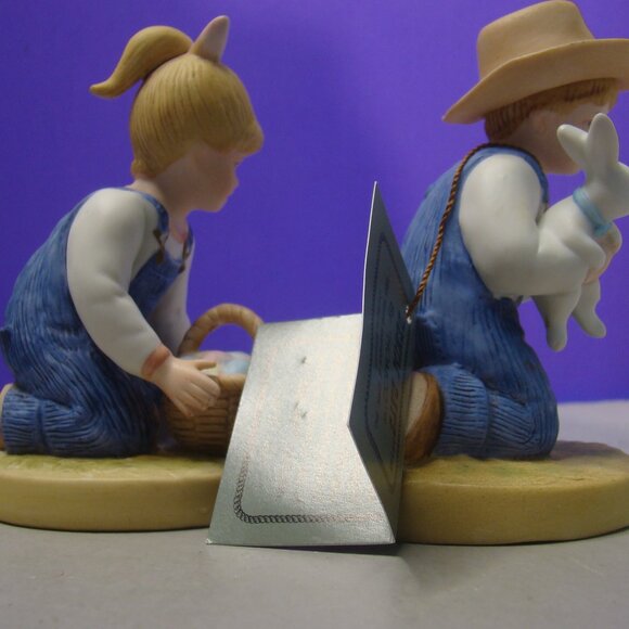 VNTG Set of 2 Denim Days Easter #1521 Home Interiors/Homco Ceramic Figurines EUC - Picture 12 of 16